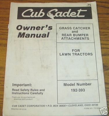 Cub Cadet Lawn Tractor Attachment Operators Manual ih