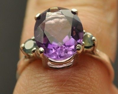 AAA 2.8 CT AMETHYST + ALEXANDRITE SILVER LADIES RING GENUINE GEMS