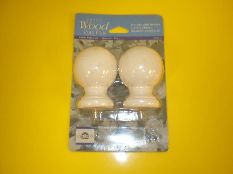 Drapery Hardware Round Wood Pole Rod Finials NEW