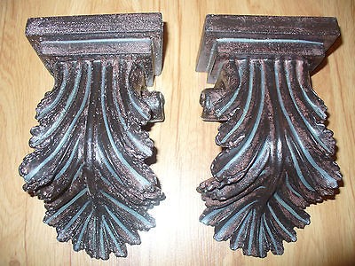 Vtg Hollywood Regency Style Leafy Curtain/Scarf Rod Holder~Wall shelf 