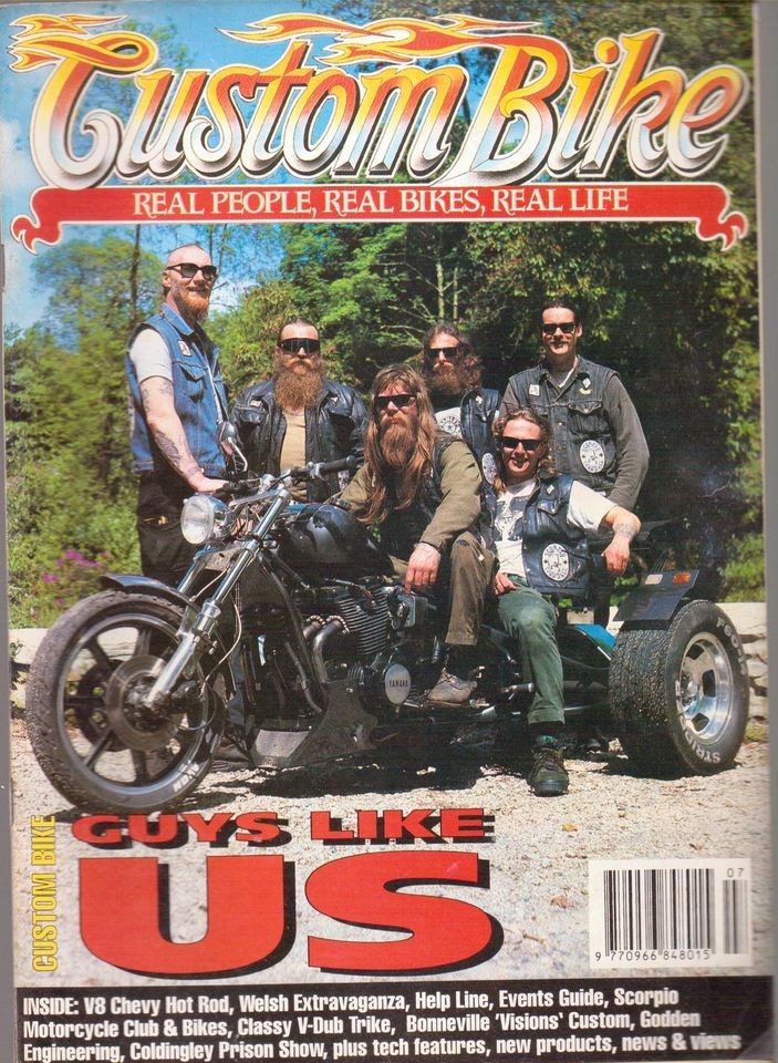 Custom Bike Magazine 7/93 V8 CHEVVY HARLEY, Trike, XS650 YAM, XS100,