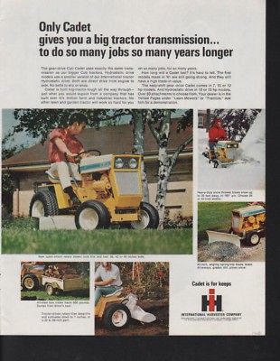 FA 1968 INTERNATIONAL CUB CADET LAWN MOWER TRACTOR PLOW AD