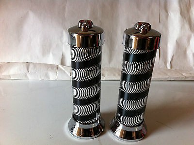 BICYCLE CUSTOM GRIPS BLOCK W/SWIRLS SILVER/BLACK BEACH CRUISER CHOPPER 