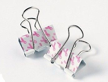 PINK RIBBON BREAST CANCER AWARENESS METAL BINDER CLIPS 1 1/4 RELAY 