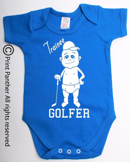 TRAINEE GOLFER GOLF BABY GROW FUNNY VEST UNIQUE ROMPER CLOTHES #40