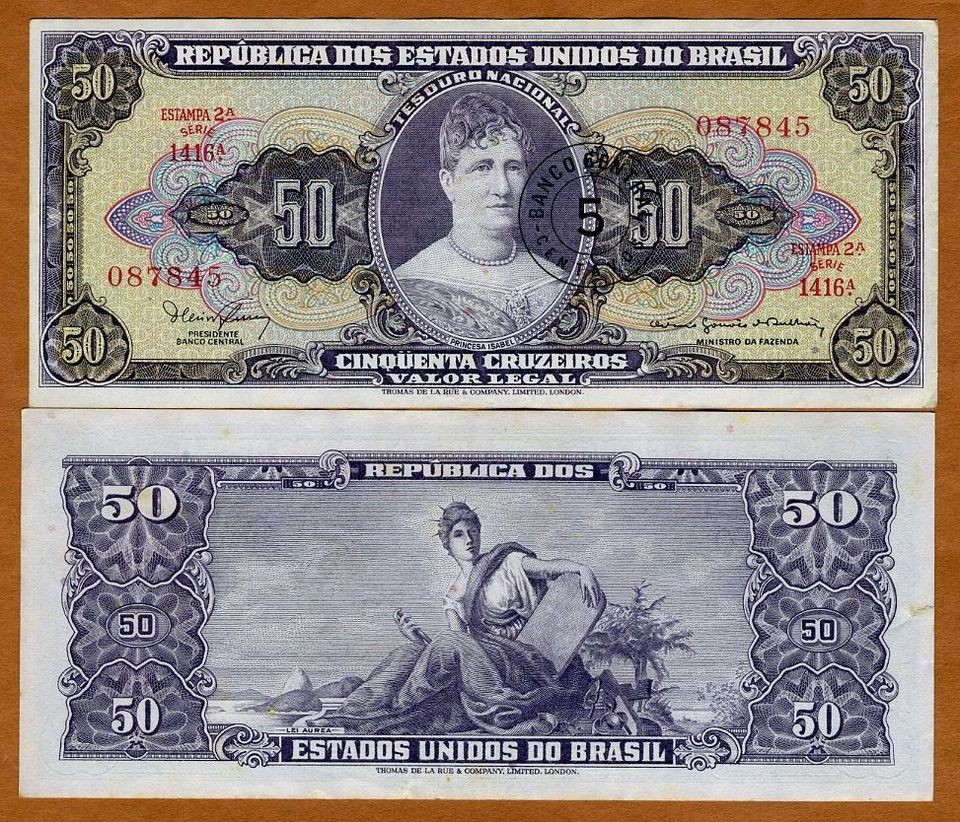 Brazil, 5 centavos on 50 cruzeiros P 184b, (1966), XF