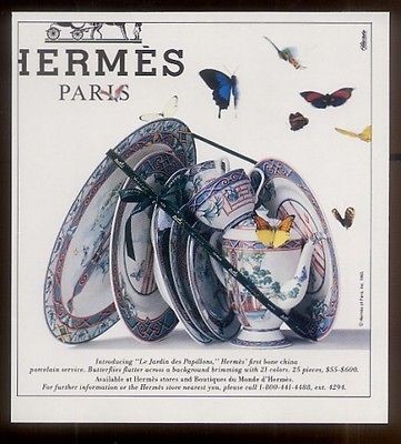   Hermes Paris butterfly plates Le Jardin des Papillons photo print ad