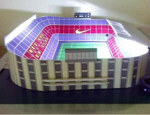 BARCELONA CAMP NOU STADIUM MODEL WITH WORKING FLOODLIGHTS