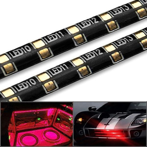 2x Car Boat Interior Brilliant Red 6 18 SMD LED Scanner Flexible 