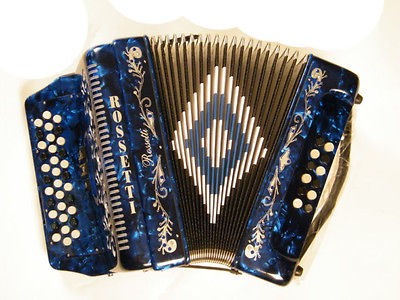 NEW ROSSETTI ACCORDION 34 BUTTON 3 SWITCH 12 BASS FBE BLUE ACORDEON 