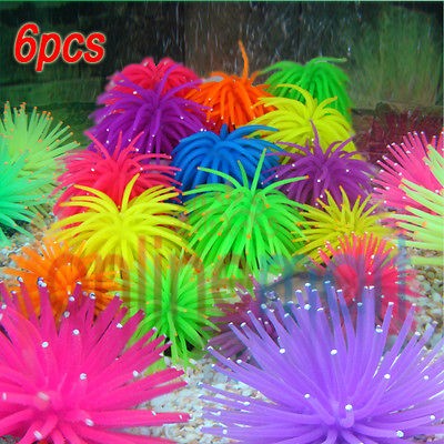 6X HQ Aquarium Fish Tank Non toxic Silicone Sea Anemones Ornament 