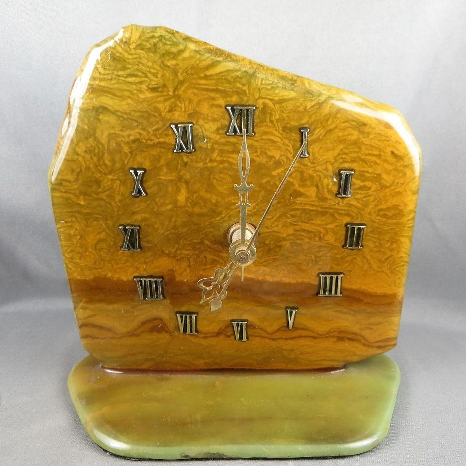 CLOCK GREEN LIZARD STONE AGATE NATURAL POLISHED CLOCK