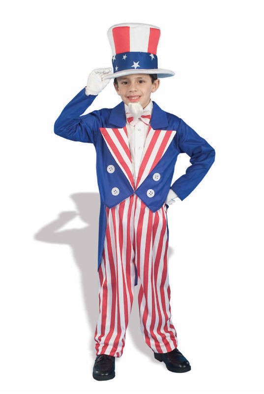 Uncle Sam Patriotic Child Costume Size M Medium 8 10 NEW