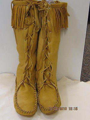 leather deerskin boot moccasins mountain men size 13 handmade