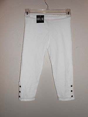 NWT WHITE DENIM PEDAL PUSHER LEGGING WITH SNAPS SIZE XS CREAM