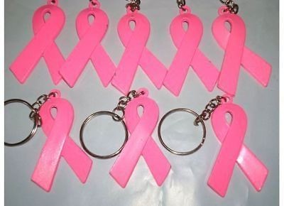 LOT 12 PINK RIBBON Breast Cancer Awareness METAL KEYCHAIN Fundraiser 