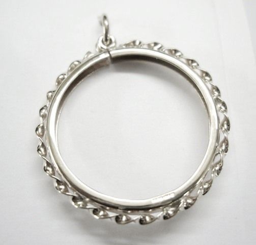 St Silver Pre Decimal Twist Rope Edge Coin Mount Bezel 1d 3d 6d 1/  2 