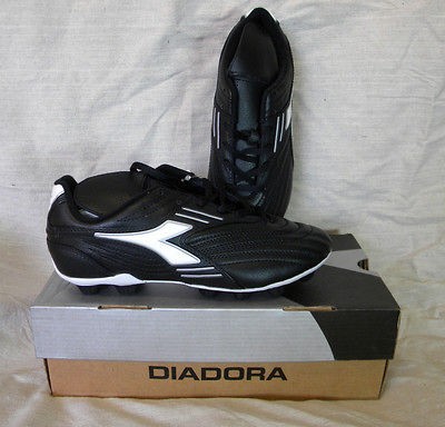 DIADORA MONZA MD JR SOCCER CLEATS BLACK / WHITE STRIPES