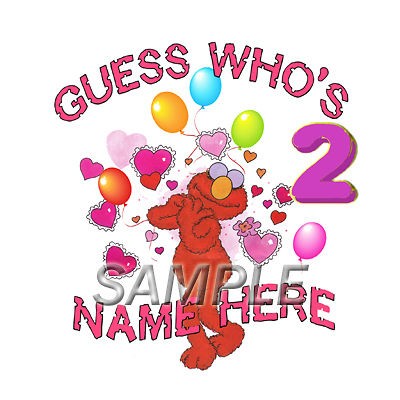 SESAME STREET ELMO 2ND BIRTHDAY IRON ON TRANSFER 3 SIZE