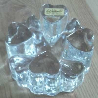 VTG 1979 BEL MONDO GLASS HEART DESIGN W. GERMANY TEALIGHT HOLDER 