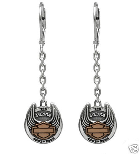 HARLEY DAVIDSON 105TH ANNIVERSARY LADIES STERLING SILVER EARRINGS