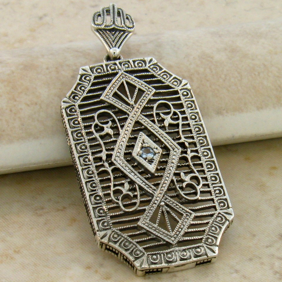   ANTIQUE DESIGN .925 STERLING SILVER FILIGREE PENDANT, #67