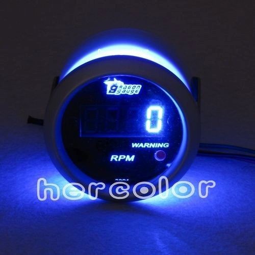 NEW UNIVERSAL 2 52mm BLUE LED DIGITAL TACHO TACHOMETER GAUGE RPM CAR