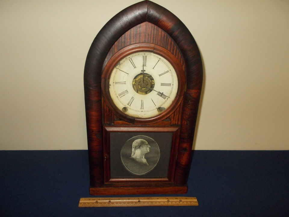 ANTIQUE 19THC.DANIEL PRATT&SONS ROSEWOOD BEEHIVE MANTLE SHELF CLOCK 