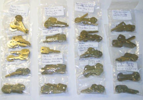 Lot of 100+ Old Car Key Blanks 1936 98 GM Dodge Ford Nash