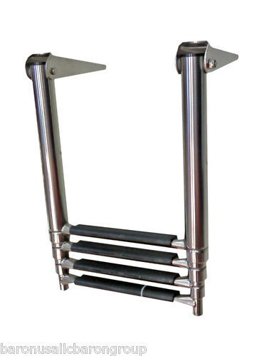 MARINE 4 STEPS FOLDING LADDER FOR BOAT, STAINLESS STEEL