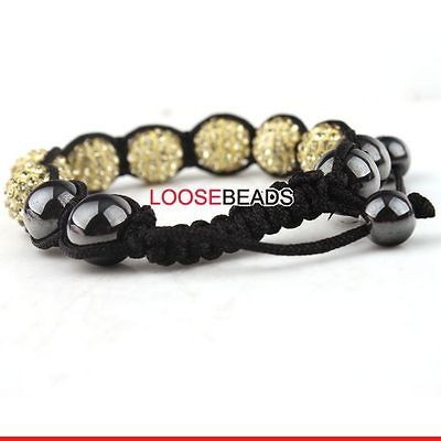   Rhinestone GallStone Macrame Disco Handamde Bracelet HipHop 260312