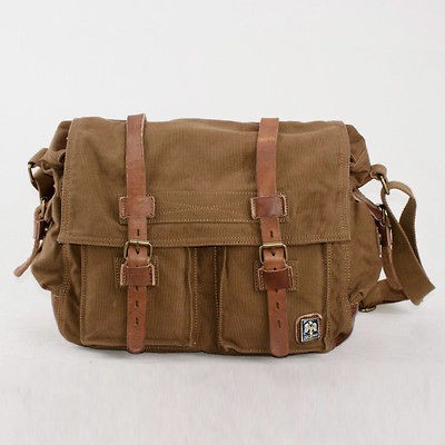 womens mens Heavy Canvas &Leather retro vintage leisure messenger 