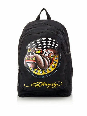 Ed Hardy Bruce Racing Dog Backpack / Black