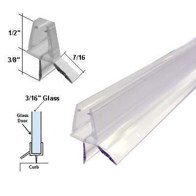 Clear Shower Door Bottom Sweep with Drip Rail for 3/16 Glass   35 in 