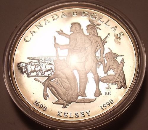 PROOF SILVER CANADA 1990 KELSEY DOLLAR~WOW~~FR​EE SHIP~~