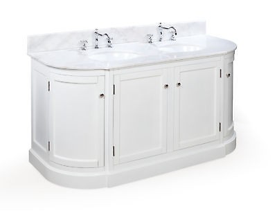 60 DOUBLE SINK FAUCET, MARBLE BATHROOM VANITY (099WT)