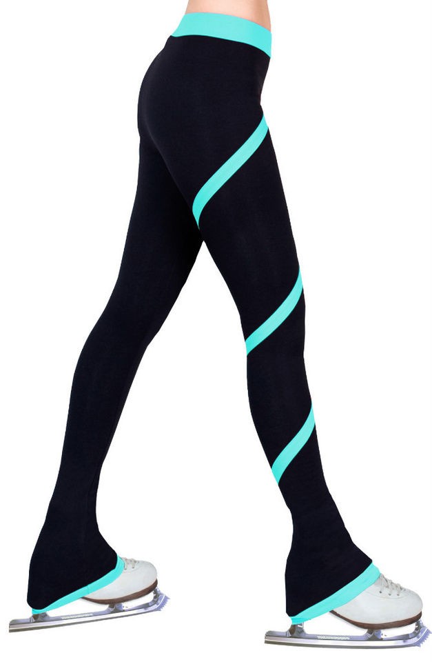   Skating Dress Practice Polar Fleece Spiral Trousers Pants   Turquoise