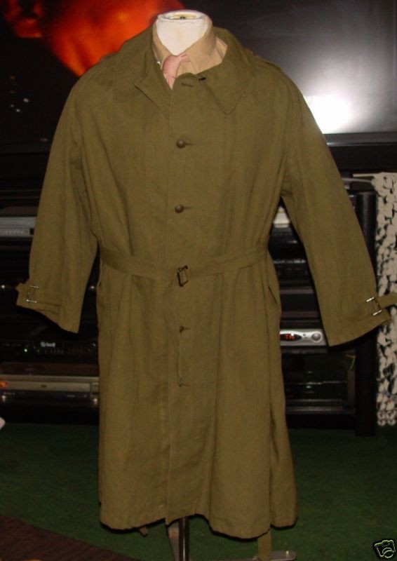 COLD WAR ERA GERMAN SWISS CANVAS OVERCOAT OLIVE DUSTER