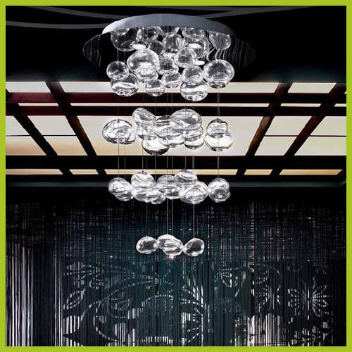 80cm Height   Murano Due Bubble Glass Chandelier Pendant Lamp 