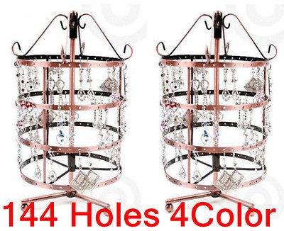 Hot Circular Rotating Earring Display Jewelry Holder 144Holes Factory 