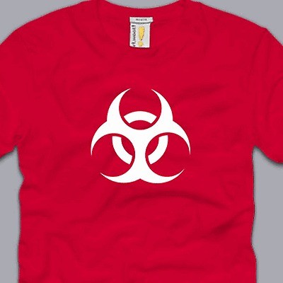 HAZARD T SHIRT hazmat nuclear symbol bio punk rock emo goth 