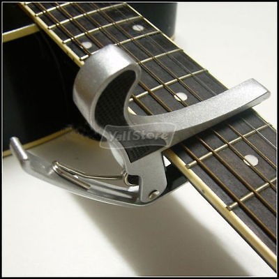 Perfect Folk Acoustic Guitar Trigger Change Capo Silver