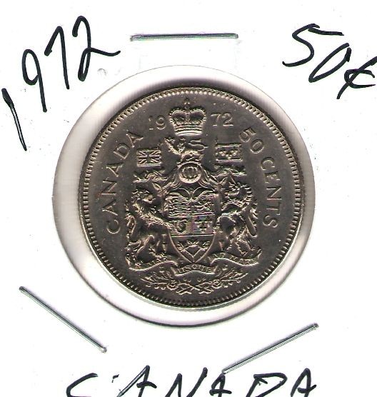   Canada Elizabeth II with Canadian Crest Circulated Fifty Cent Coin