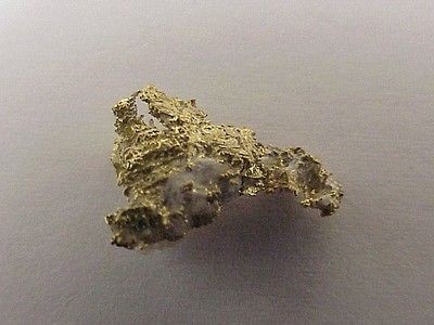 CRYSTALLINE GOLD NUGGET IN QUARTZ SPECIMEN 1.2 GR GRAM (FFF)