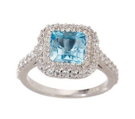 New Judith Ripka Silver Blue Topaz Cocktail Ring, sz 8   GORGEOUS