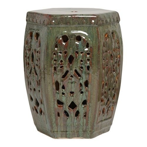   CERAMIC GARDEN STOOL, Glossy, End or Side Table, Indoor or Outdoor