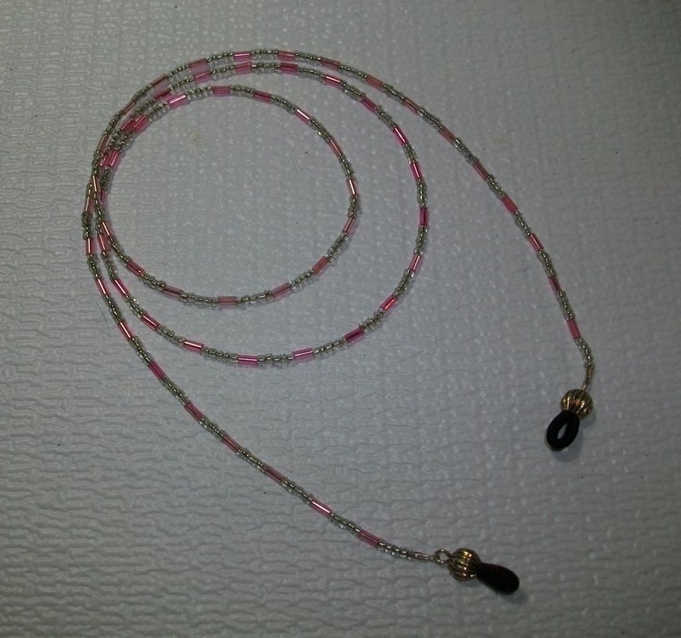   Soft Pink Tubes *Fancy* Beaded Eyeglass Lanyard Holder Leash Chain