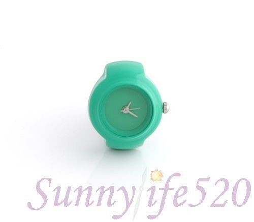   Candy Colour Blank Dial Unisex Men Women Finger Ring Quartz Watch