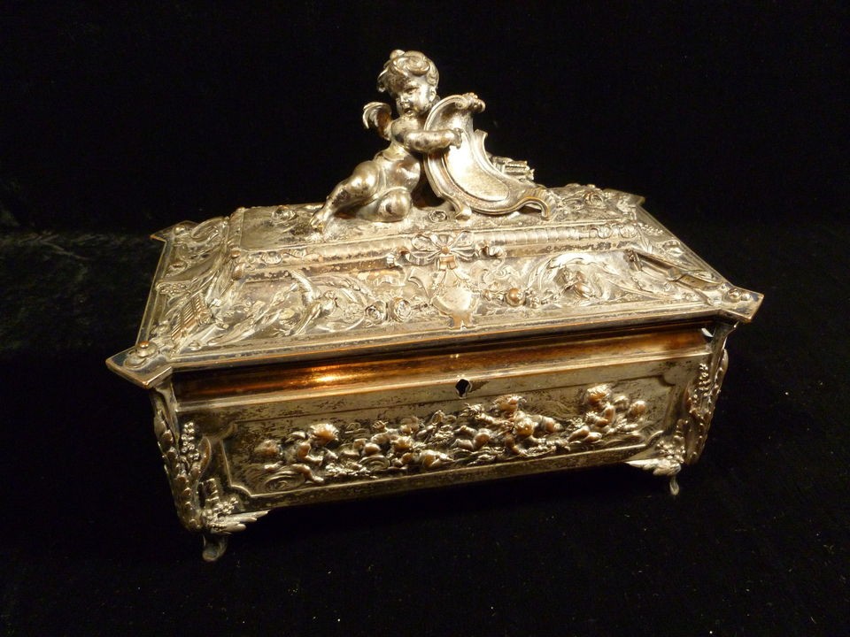 INCREDIBLE FRENCH SIGNED F BARBEDIENNE SILVERED BRONZE & GILT JEWELRY 