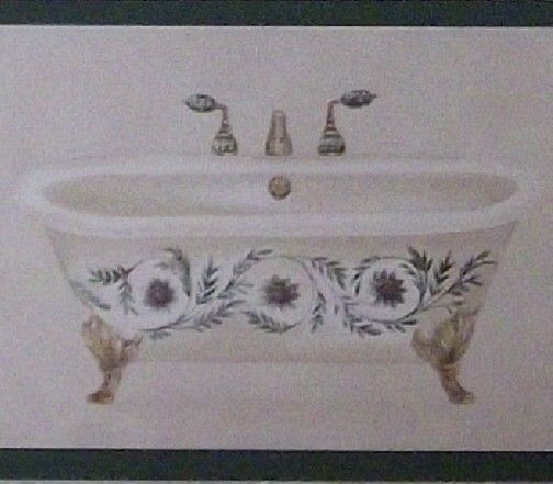 Bath Room Wallpaper Border Victorian Claw Tub Wall Clawfoot Garden 